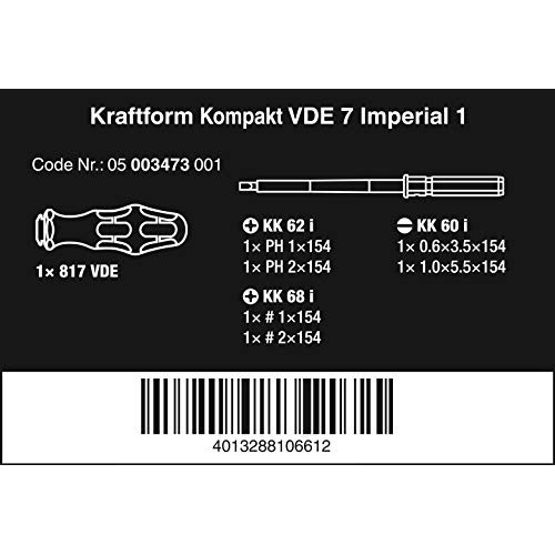 Wera - 5003473001 KK VDE 60i/68i/7 Insulated Interchangeable Blade...