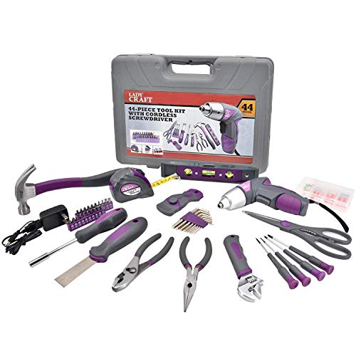 Werktough 44PCS 3.6V/4V Cordless Screwdriver Tool Kit Set Pink Col...
