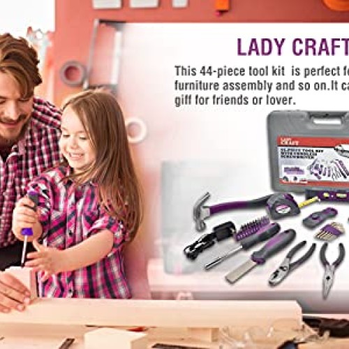 Werktough 44PCS 3.6V/4V Cordless Screwdriver Tool Kit Set Pink Col...