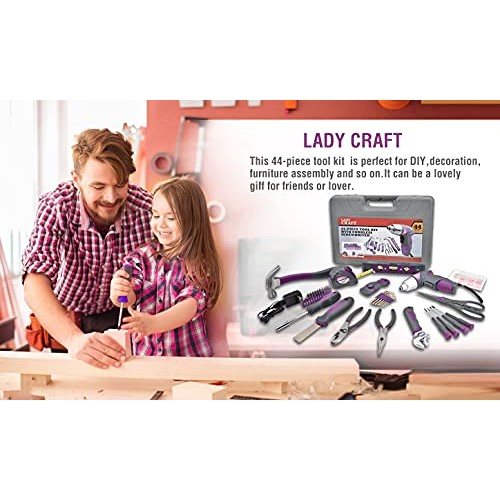 Werktough 44PCS 3.6V/4V Cordless Screwdriver Tool Kit Set Pink Col...