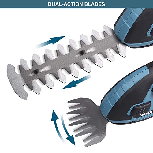 Wesco Cordless Grass Shears 7.2V Cordless Hedge Trimmer, 2-in-1 Ha...