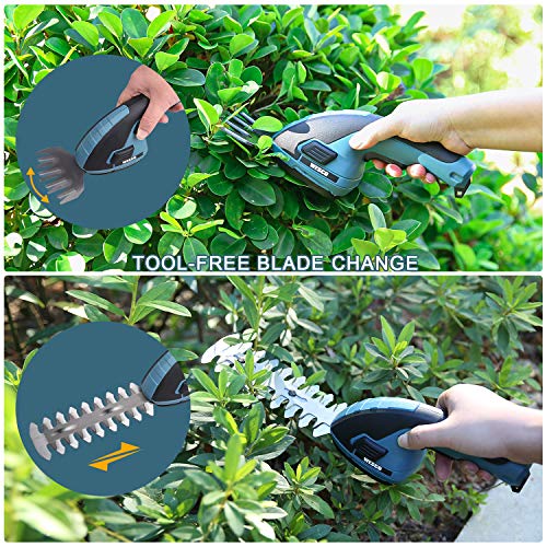 Wesco Cordless Grass Shears 7.2V Cordless Hedge Trimmer, 2-in-1 Ha...