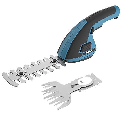 Wesco Cordless Grass Shears 7.2V Cordless Hedge Trimmer, 2-in-1 Ha...