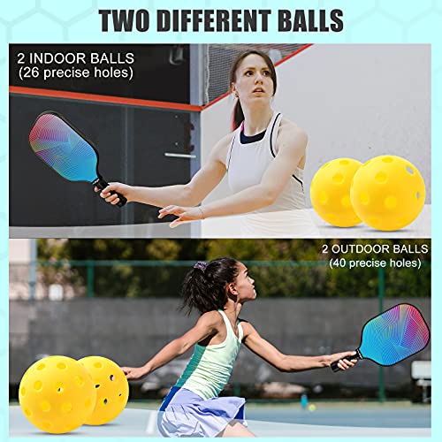 Pickleball Paddles Set, Wesoky Fiberglass Surface Paddles, Pickleb...