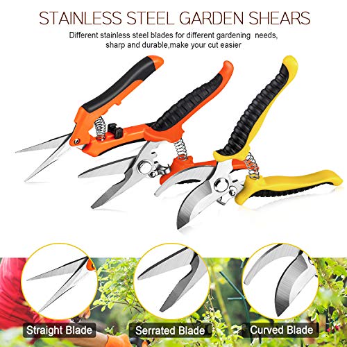 3 Pack Garden Pruning Shears Stainless Steel Blades Handheld Prune...