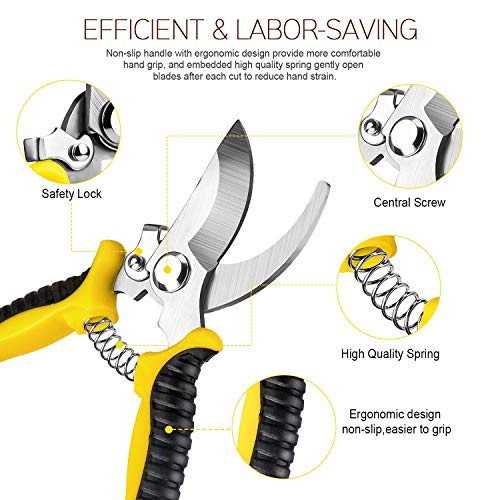 3 Pack Garden Pruning Shears Stainless Steel Blades Handheld Prune...