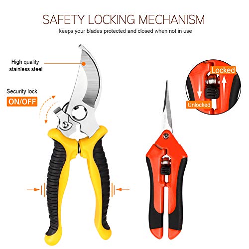 3 Pack Garden Pruning Shears Stainless Steel Blades Handheld Prune...