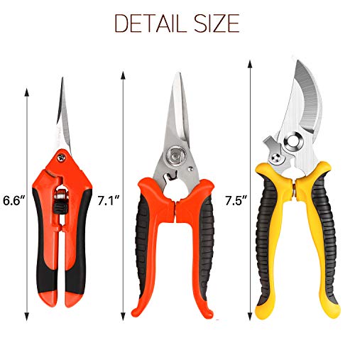 3 Pack Garden Pruning Shears Stainless Steel Blades Handheld Prune...