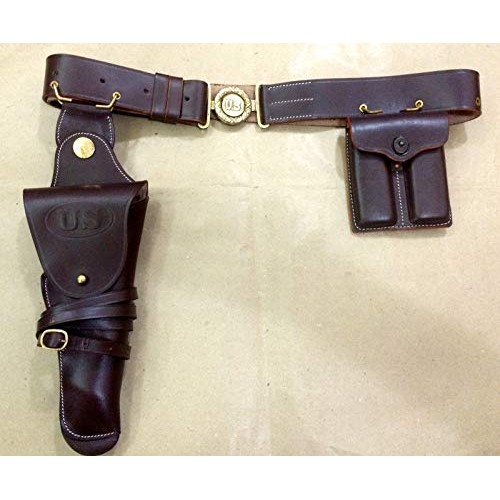 US WWII M1916 .45 Leather Holster - Adjustable Belt & 2 MAG. Pouch...