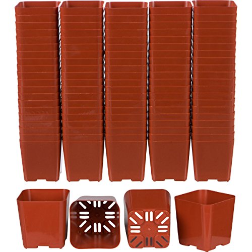 WH Garden Supply Pack of 2 Inch Plastic Flower Pots for Seedlings,...
