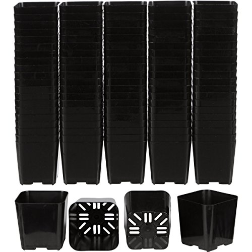 WH Garden Supply Pack of 2 Inch Plastic Flower Pots for Seedlings,...