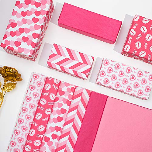 Whaline 120 Sheets Valentines Tissue Paper, Assorted Love Heart De...