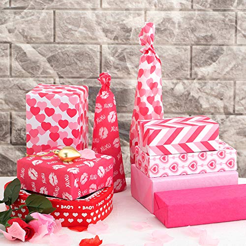 Whaline 120 Sheets Valentines Tissue Paper, Assorted Love Heart De...