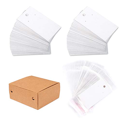 Whaline 200 Set Earring Display Card with 200 Pcs Self-Seal Bags, ...