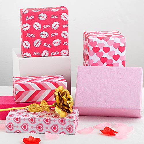 Whaline 120 Sheets Valentines Tissue Paper, Assorted Love Heart De...