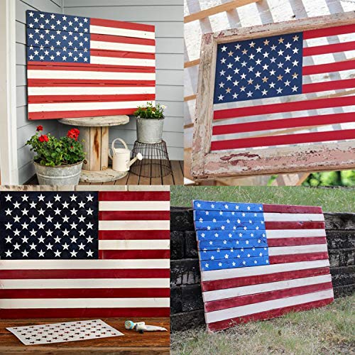 Whaline 7 Pieces American Flag 50 Stars Stencil Template for Paint...