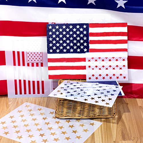 Whaline 7 Pieces American Flag 50 Stars Stencil Template for Paint...