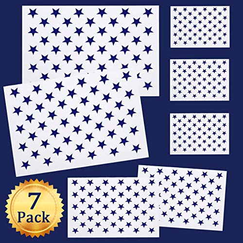 Whaline 7 Pieces American Flag 50 Stars Stencil Template for Paint...