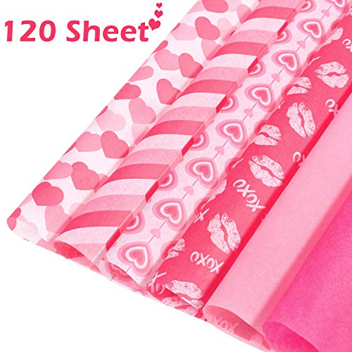 Whaline 120 Sheets Valentines Tissue Paper, Assorted Love Heart De...