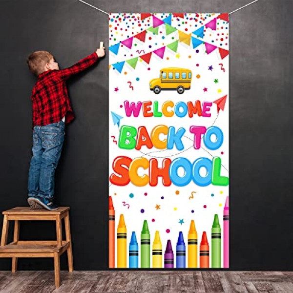 Whaline Welcome Back to School Banner Door Cover Cartoon First Day...