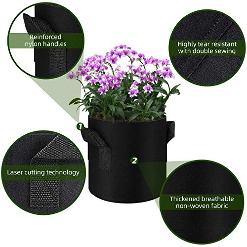 WHATWEARS Plant Grow Bags 12 Pack Heavy Duty Thickened Nonwoven Fa...