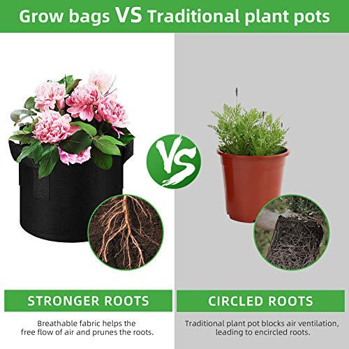 WHATWEARS Plant Grow Bags 12 Pack Heavy Duty Thickened Nonwoven Fa...