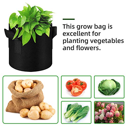 WHATWEARS Plant Grow Bags 12 Pack Heavy Duty Thickened Nonwoven Fa...