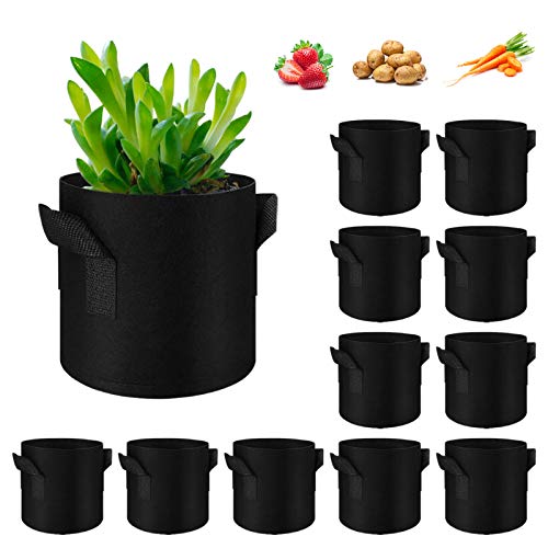 WHATWEARS Plant Grow Bags 12 Pack Heavy Duty Thickened Nonwoven Fa...