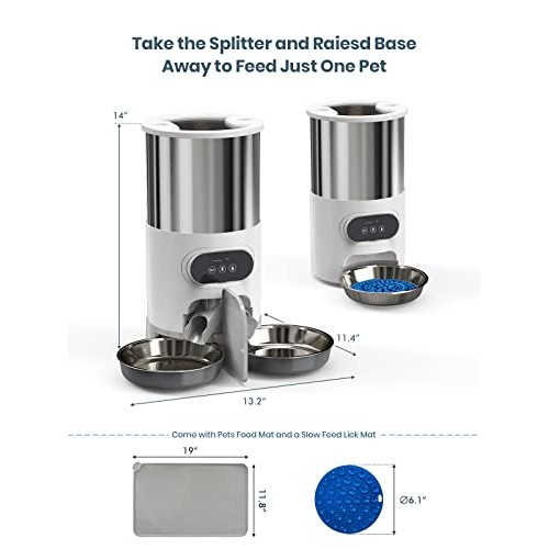 Automatic Cat Feeder, WHDPETS WiFi Cat Food Dispenser for 2 Cats &...