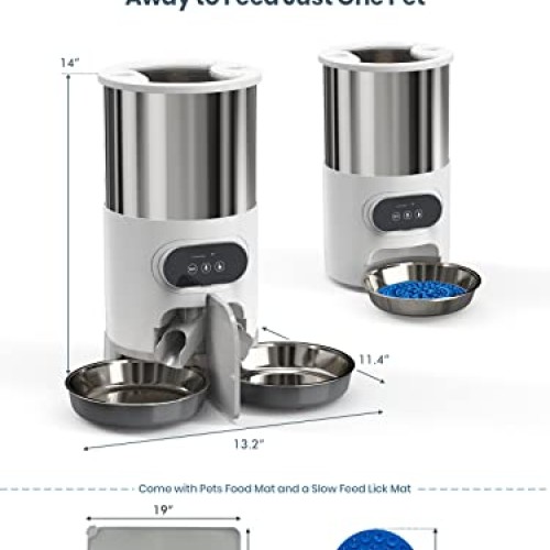 Automatic Cat Feeder, WHDPETS WiFi Cat Food Dispenser for 2 Cats &...