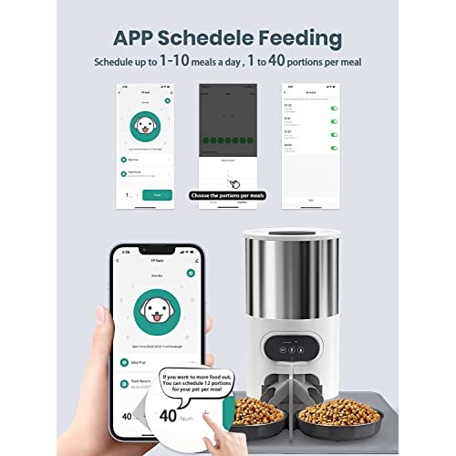 Automatic Cat Feeder, WHDPETS WiFi Cat Food Dispenser for 2 Cats &...