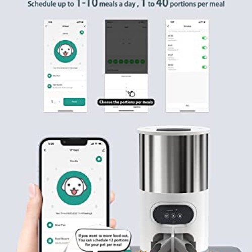 Automatic Cat Feeder, WHDPETS WiFi Cat Food Dispenser for 2 Cats &...