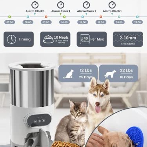 Automatic Cat Feeder, WHDPETS WiFi Cat Food Dispenser for 2 Cats &...