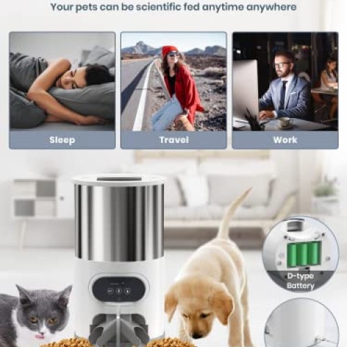 Automatic Cat Feeder, WHDPETS WiFi Cat Food Dispenser for 2 Cats &...