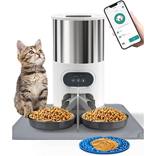 Automatic Cat Feeder, WHDPETS WiFi Cat Food Dispenser for 2 Cats &...