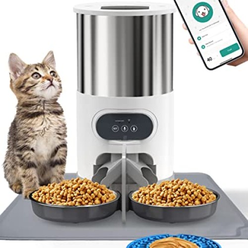 Automatic Cat Feeder, WHDPETS WiFi Cat Food Dispenser for 2 Cats &...