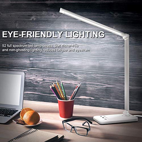 LED Desk Lamp Dimmable Table Lamp Reading Lamp with USB Charging P...
