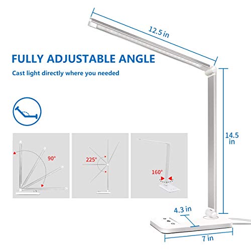 LED Desk Lamp Dimmable Table Lamp Reading Lamp with USB Charging P...