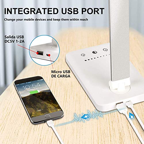 LED Desk Lamp Dimmable Table Lamp Reading Lamp with USB Charging P...