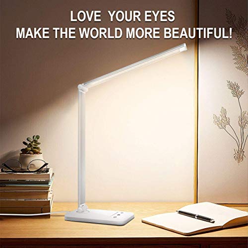 LED Desk Lamp Dimmable Table Lamp Reading Lamp with USB Charging P...