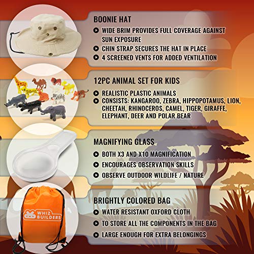 WhizBuilders Kids Explorer Kit - Outdoor Binoculars , Animal Figur...