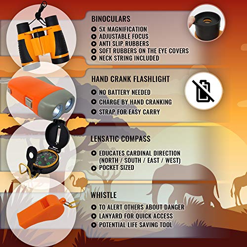 WhizBuilders Kids Explorer Kit - Outdoor Binoculars , Animal Figur...