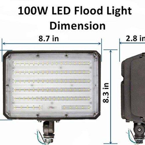 Dusk to Dawn Outdoor 100W LED Flood Light with Knuckle, 14000LM 10...