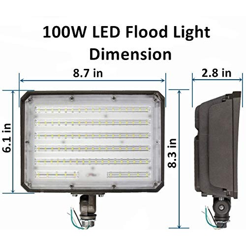 Dusk to Dawn Outdoor 100W LED Flood Light with Knuckle, 14000LM 10...