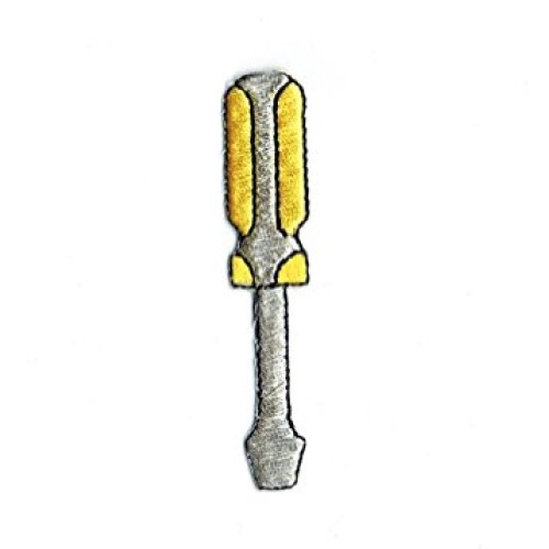 Yellow Screwdriver Iron on Embroidered Patch