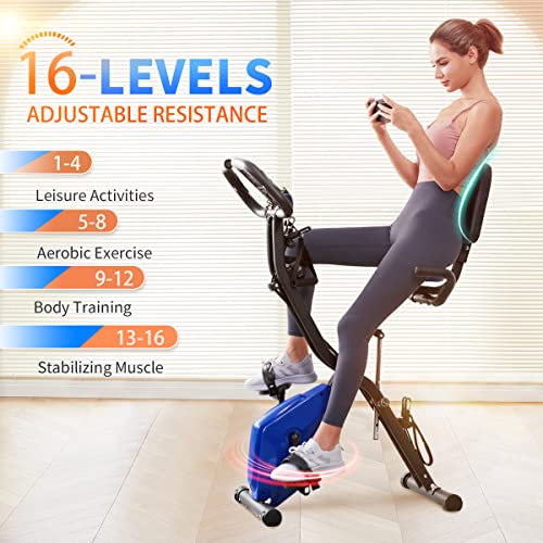 Exercise Bike, WHTOR Stationary Bike 4 in 1 Foldable Exercise Bike...