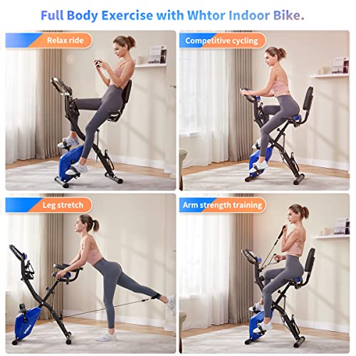Exercise Bike, WHTOR Stationary Bike 4 in 1 Foldable Exercise Bike...