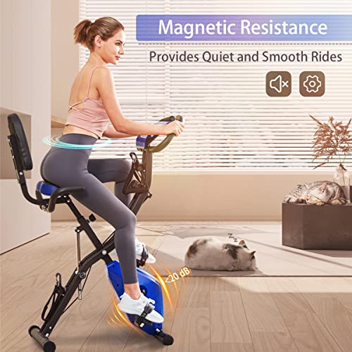 Exercise Bike, WHTOR Stationary Bike 4 in 1 Foldable Exercise Bike...