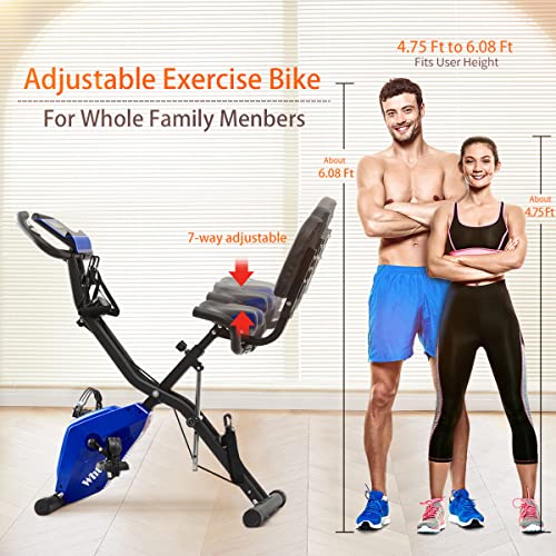 Exercise Bike, WHTOR Stationary Bike 4 in 1 Foldable Exercise Bike...