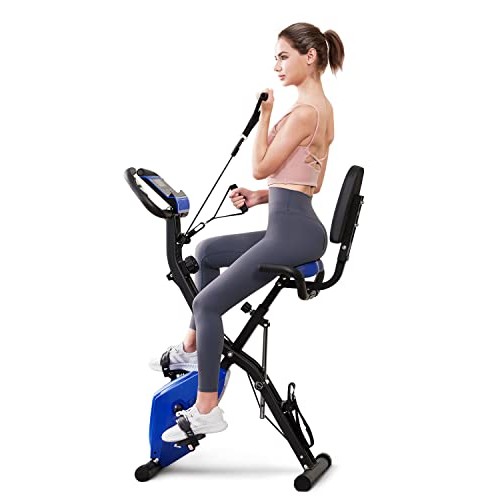 Exercise Bike, WHTOR Stationary Bike 4 in 1 Foldable Exercise Bike...